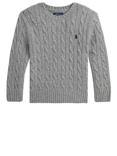 Maglia da bambino in misto lana e cashmere, trecce, girocollo, colore grey. POLO RALPH LAUREN | 322877728004